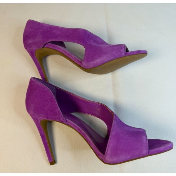 Vince Camuto Alinton Purple Suede Size 7 High Stiletto Peeptoe Heel Pumps Formal - Picture 7 of 13
